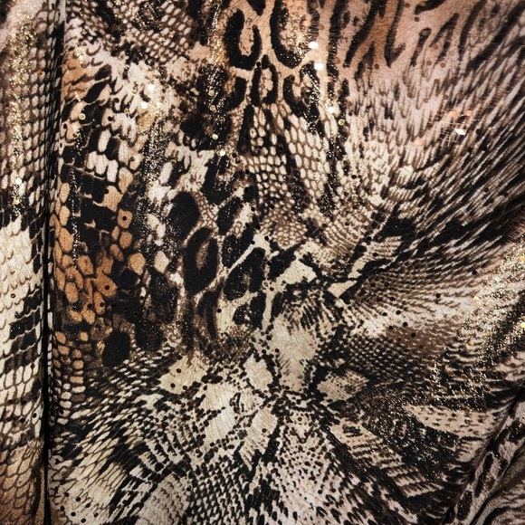 MSK size X-Large gold metalic Reptile printed belted stretch metallic tunic - Picture 10 of 16